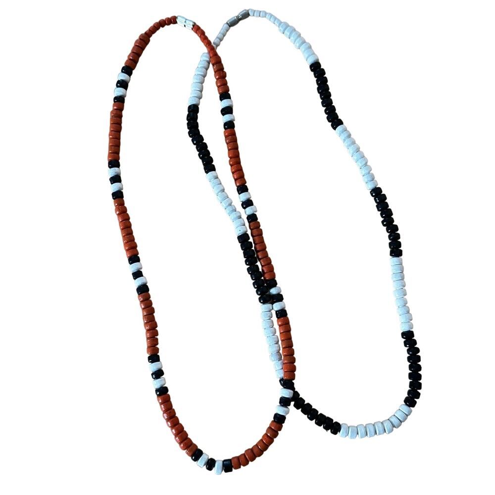 90s Y2K Pair of Heishi Style Wooden Bead Necklaces